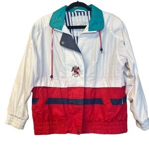 VTG 80s Izzi Jacket Size Medium Nautical Sailing coat Blue Red White Stripes S‎